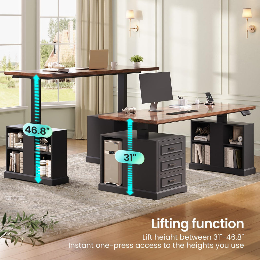 63" Farmhouse Electric Standing Desk with 3 Drawers R28165