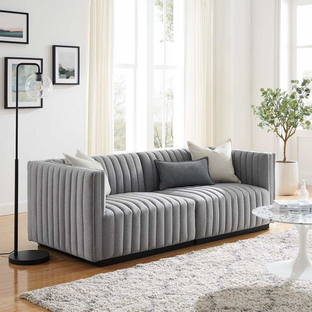 Black Light Gray Tufted Upholstered Loveseat H5001