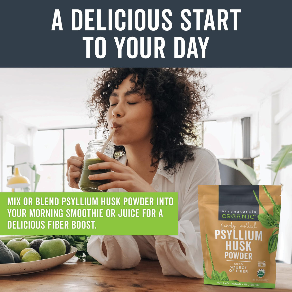 24 oz Organic Psyllium Husk Powder and 100 Count Medicated Cooling Pads K309