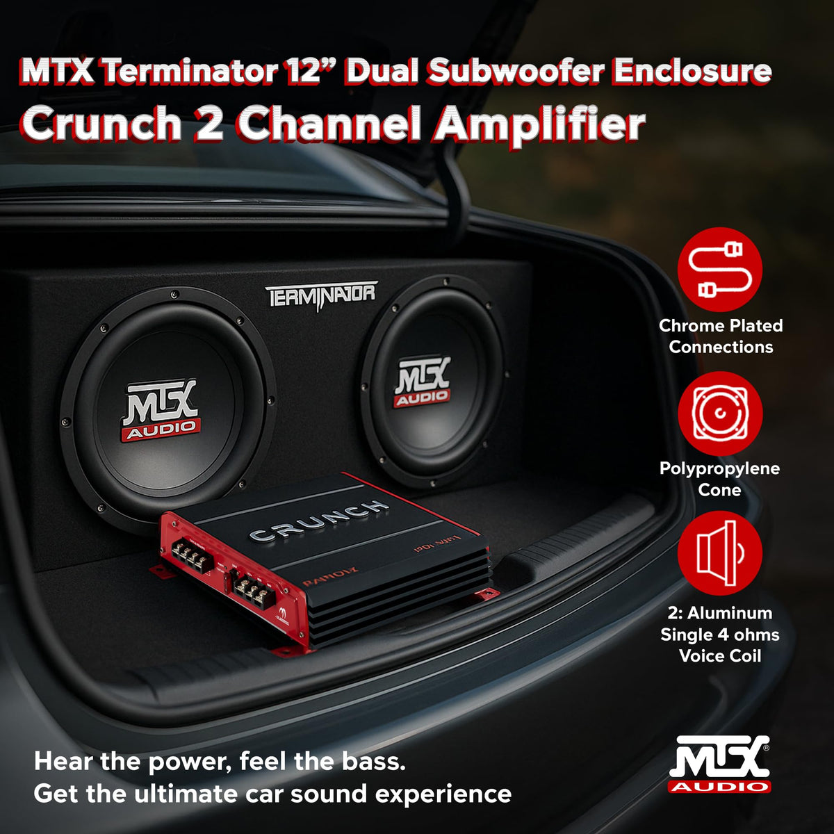 1000 Watt 2 Channel Amplifier with 12 Inch Subwoofer Enclosure L765