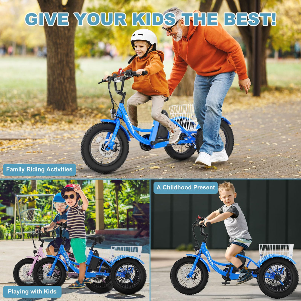 16 Inch 250W 24V Blue Electric Tricycle J1054