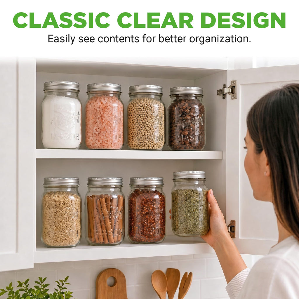 16 oz. Wide Mouth Glass Food Storage Containers with Lids, 12 Pcs W511