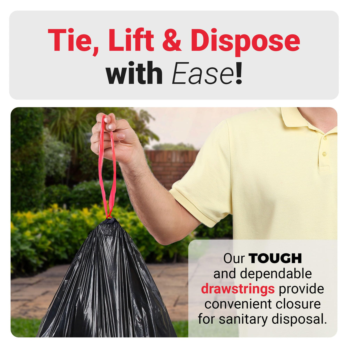 30 Gallon Black Drawstring Trash Bags 150 Count I766