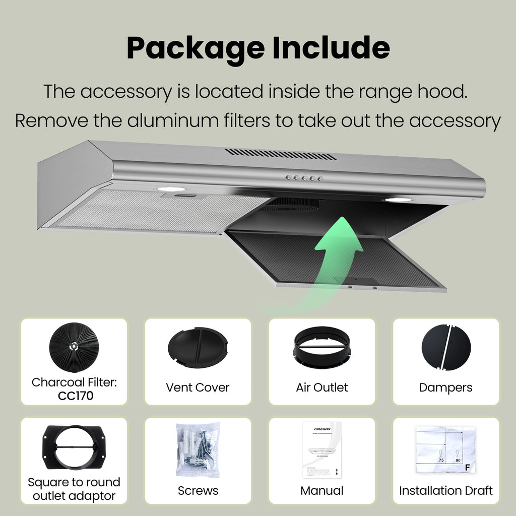 30 inch 300 CFM Under Cabinet Range Hood Q6504