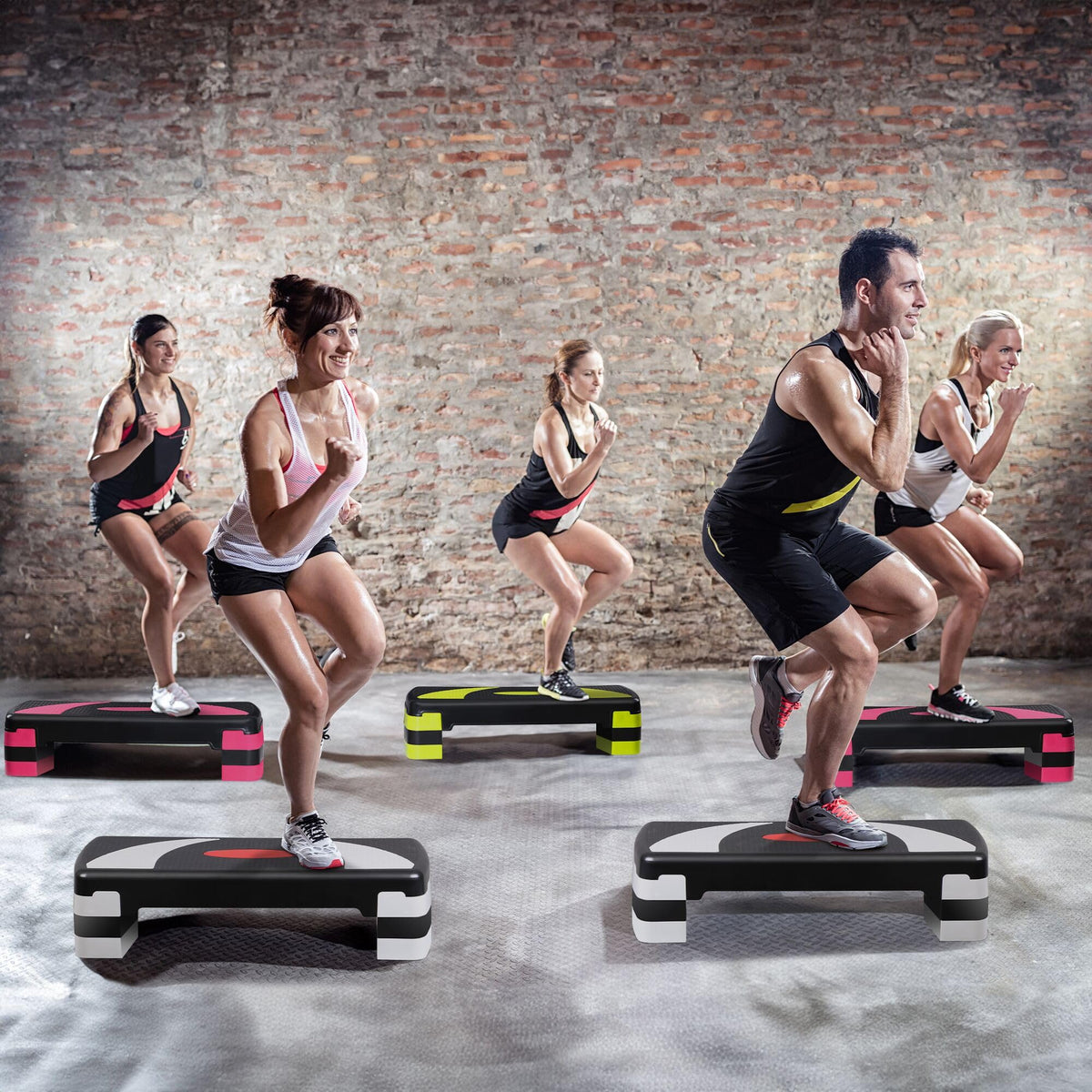31" Adjustable Aerobic Step Platform with 4 Stackable Risers Y291