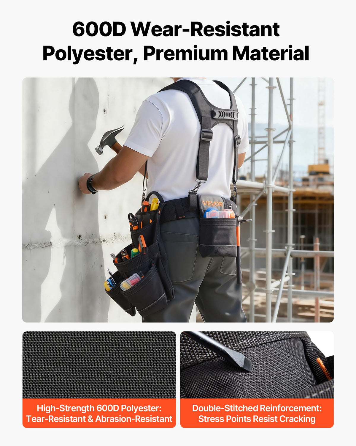 19 Pockets Adjustable Tool Belt with Suspenders T927