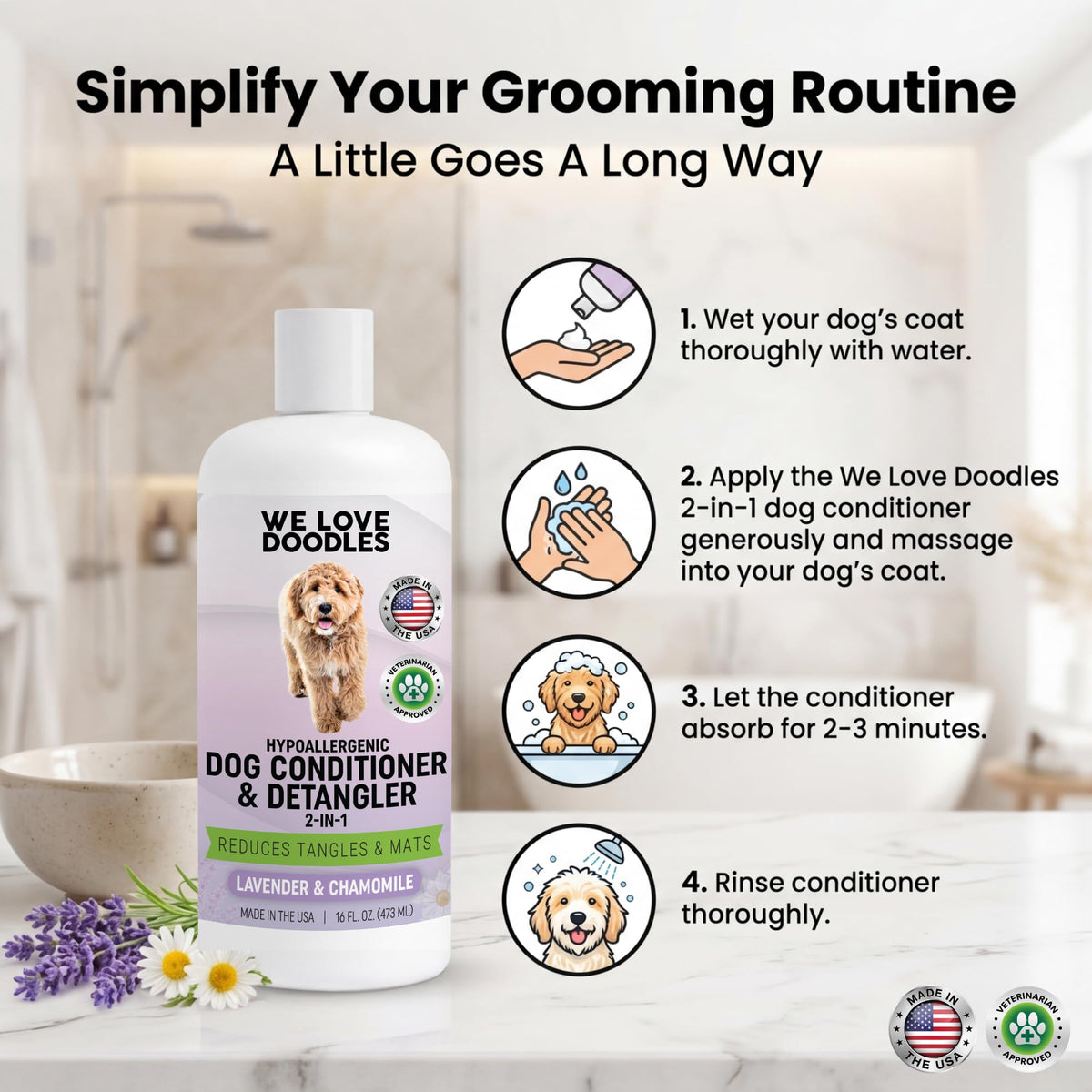 2-in-1 Dog Conditioner & Detangler, Lavender, 16OZ X29528
