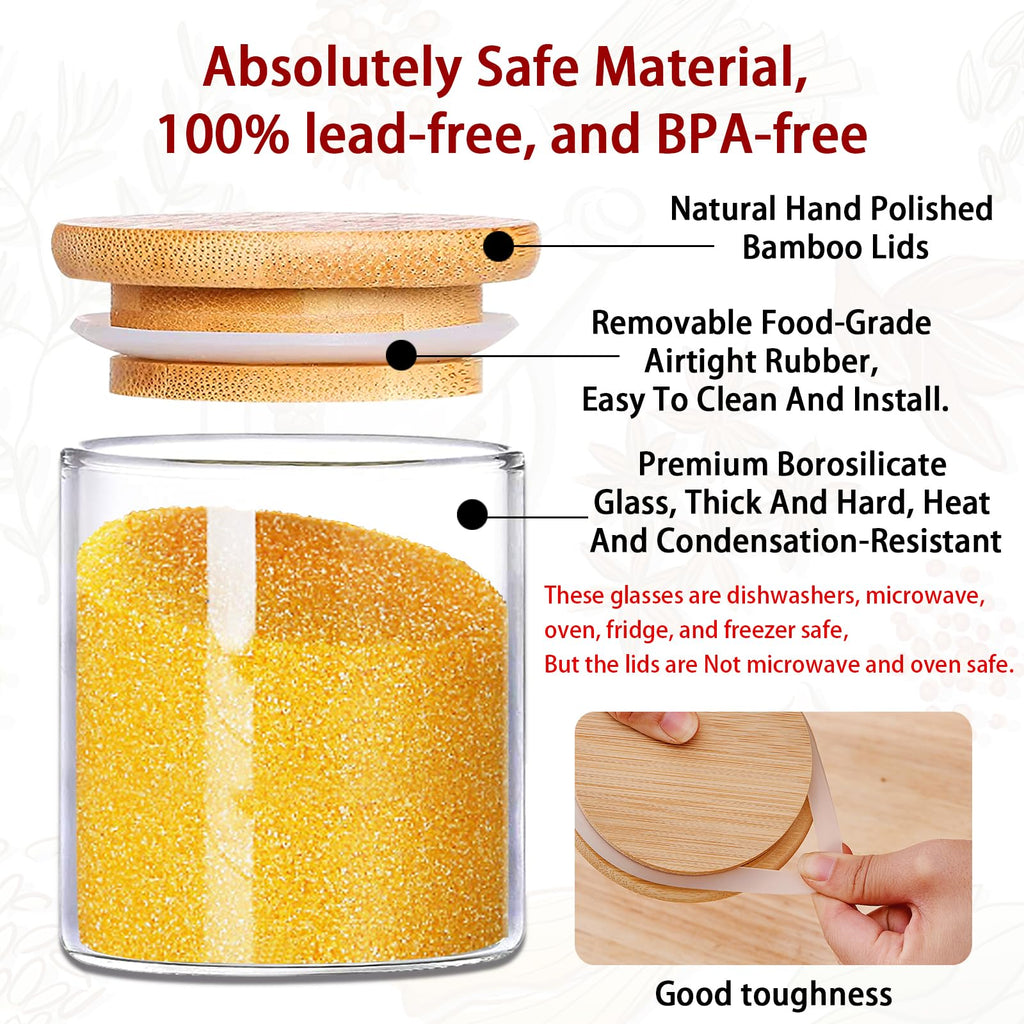 16 oz Glass Food Storage Jars with Bamboo Lids G69923