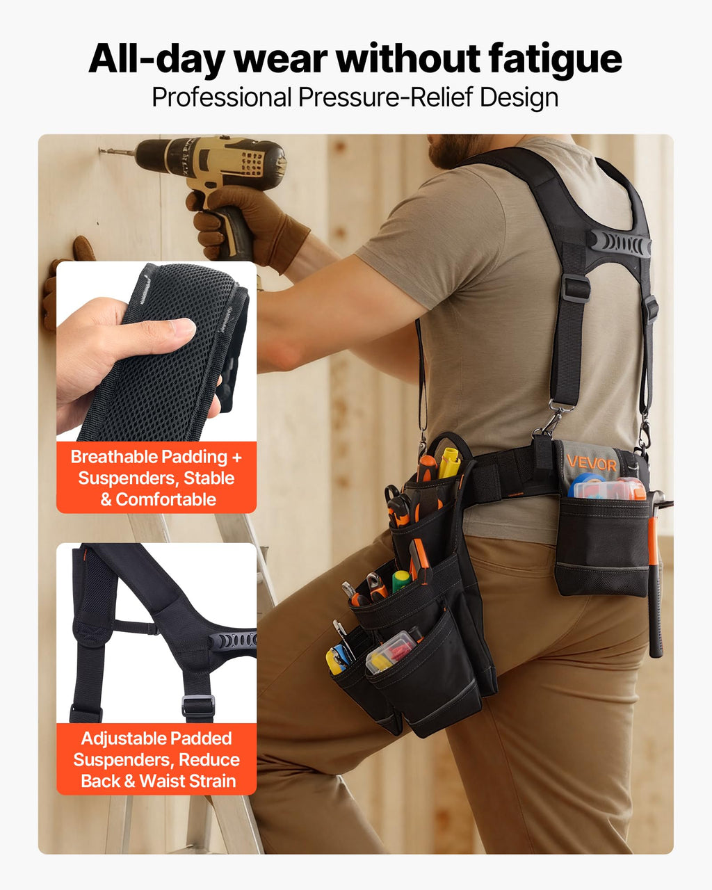 19 Pockets Adjustable Tool Belt with Suspenders T927