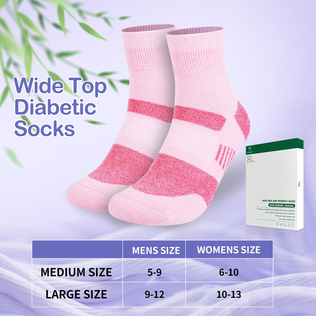 6 Pairs Non Binding Diabetic Ankle Socks H52009
