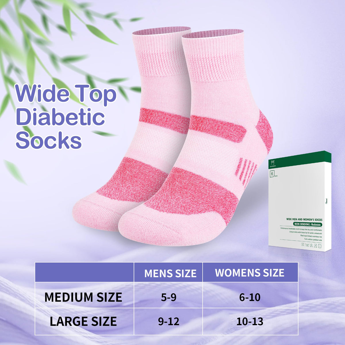 6 Pairs Non Binding Diabetic Ankle Socks H52009