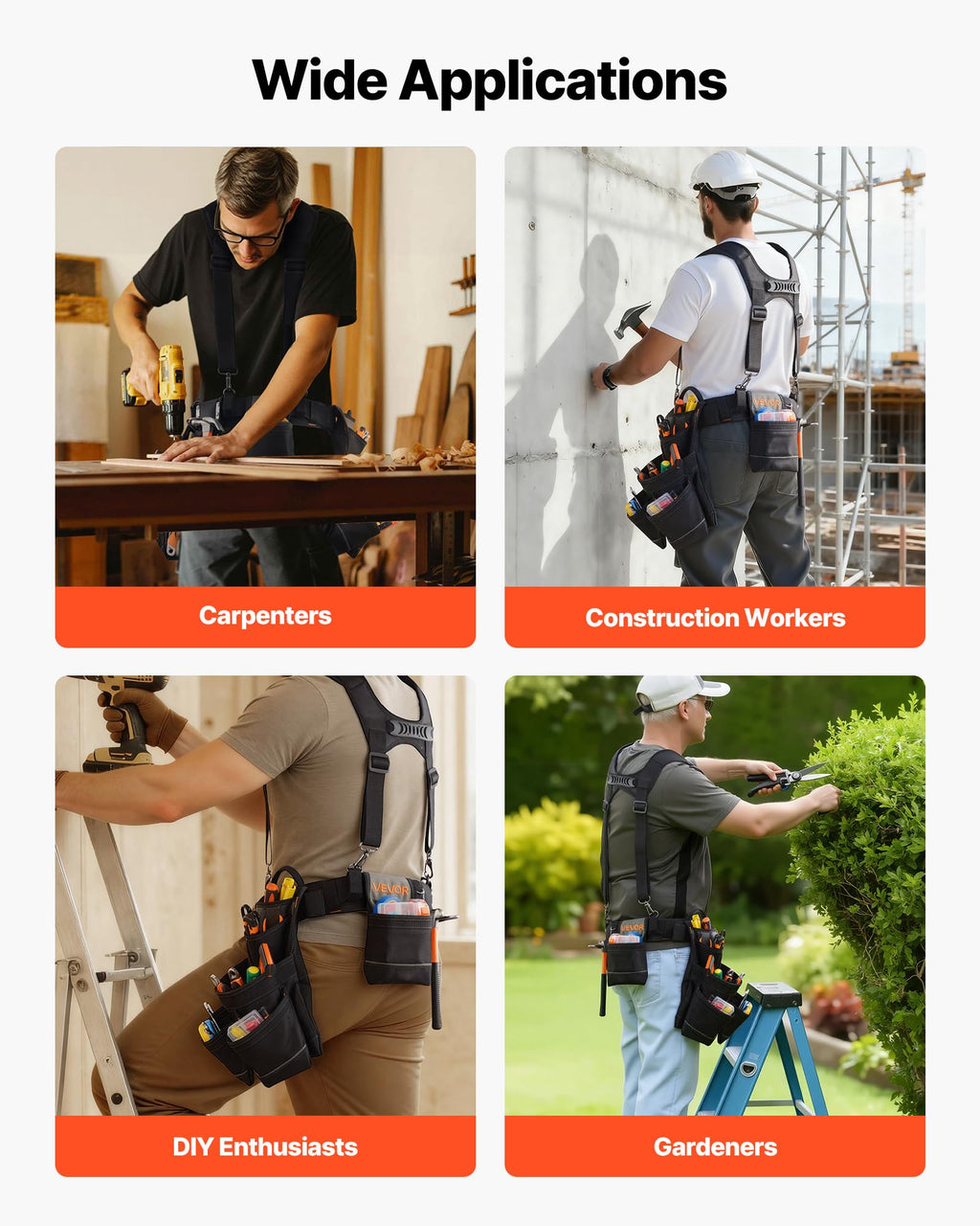 19 Pockets Adjustable Tool Belt with Suspenders T927