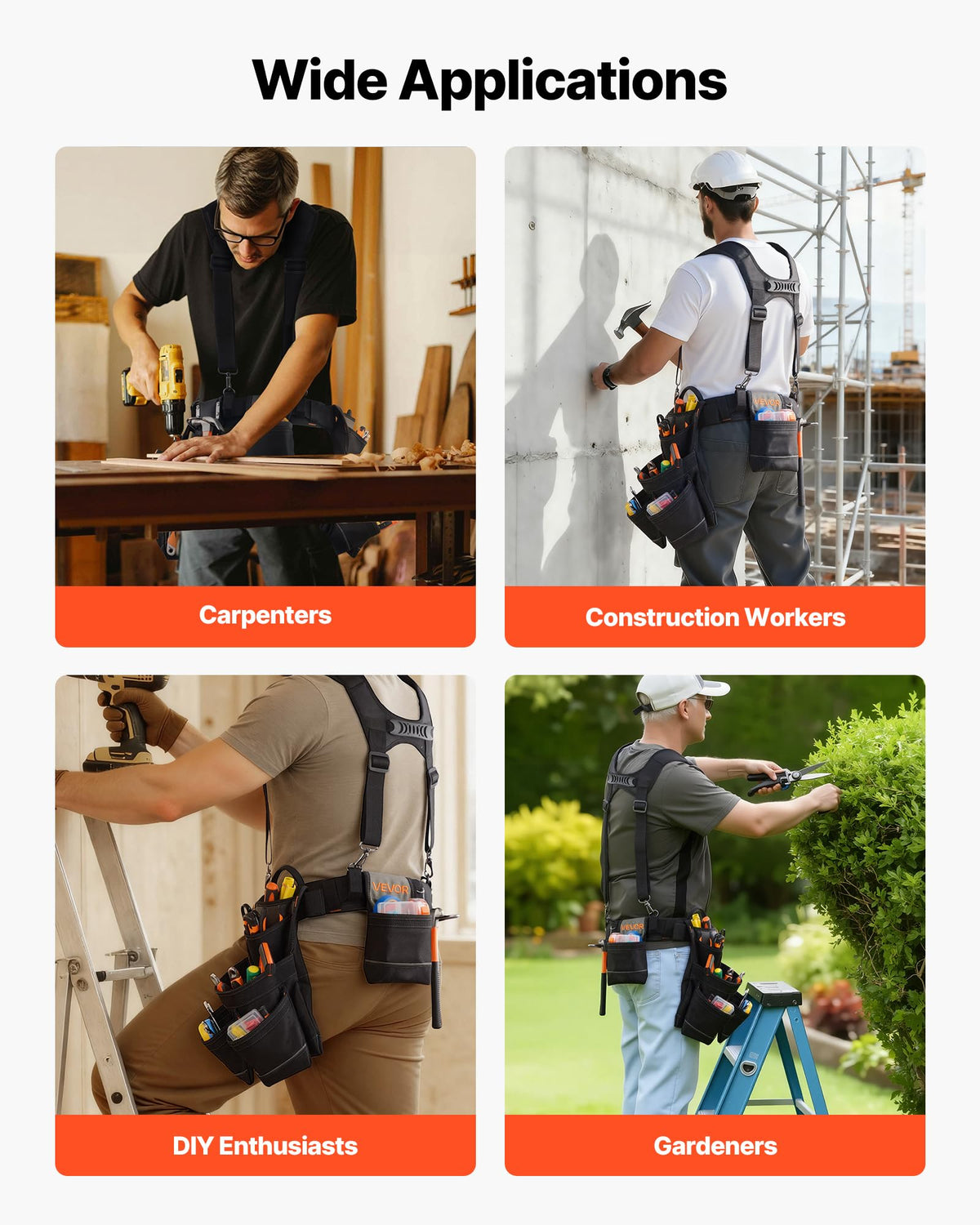19 Pockets Adjustable Tool Belt with Suspenders T927
