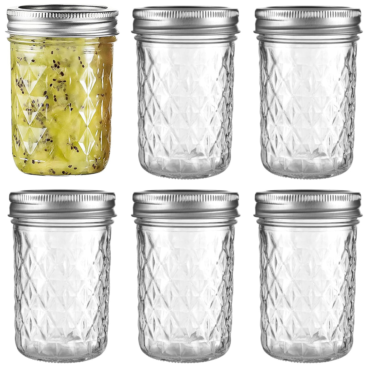 12oz Glass Mason Jars 6 Pack Airtight Lids M69053