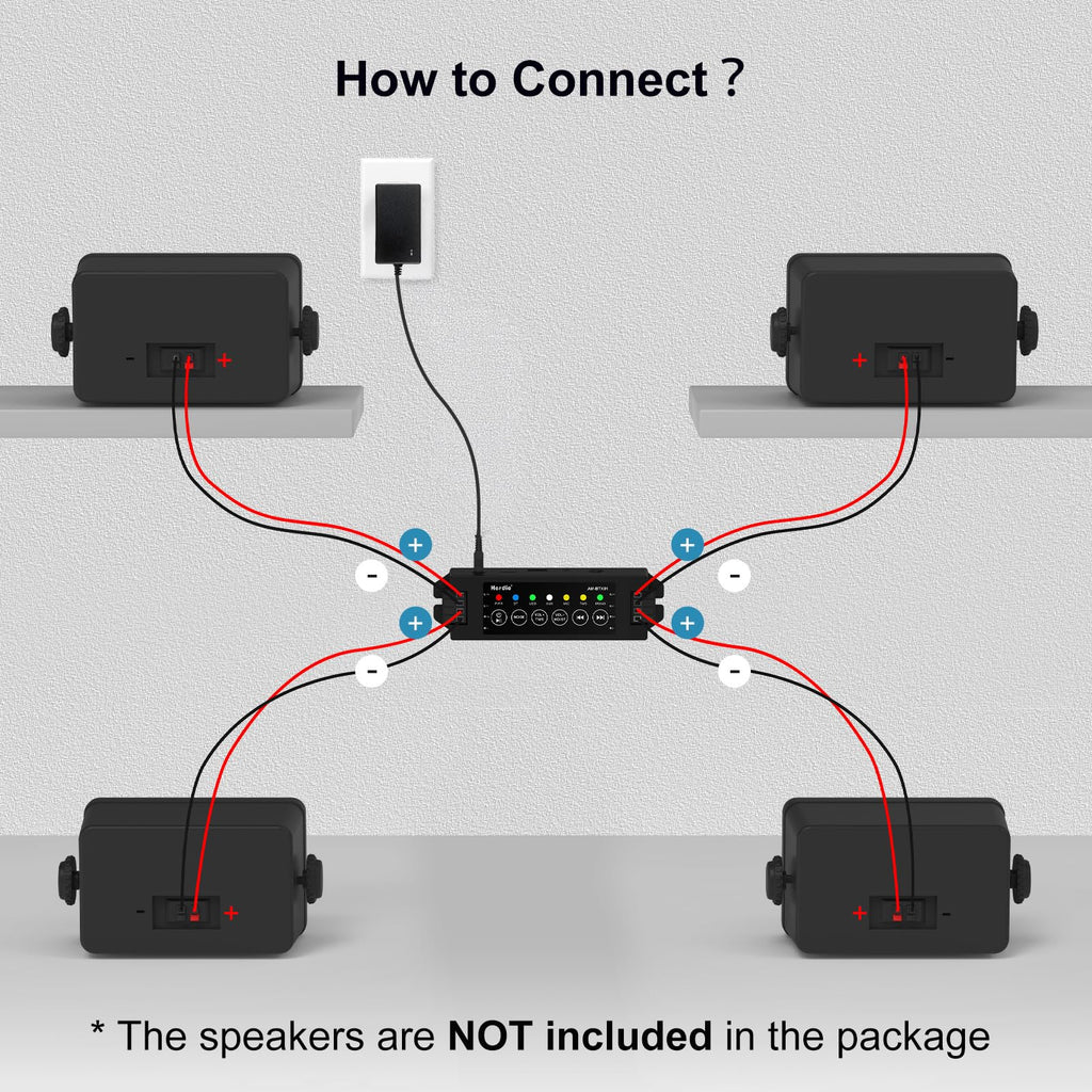 4-Channel Bluetooth Amplifier 200W with Power Supply H854