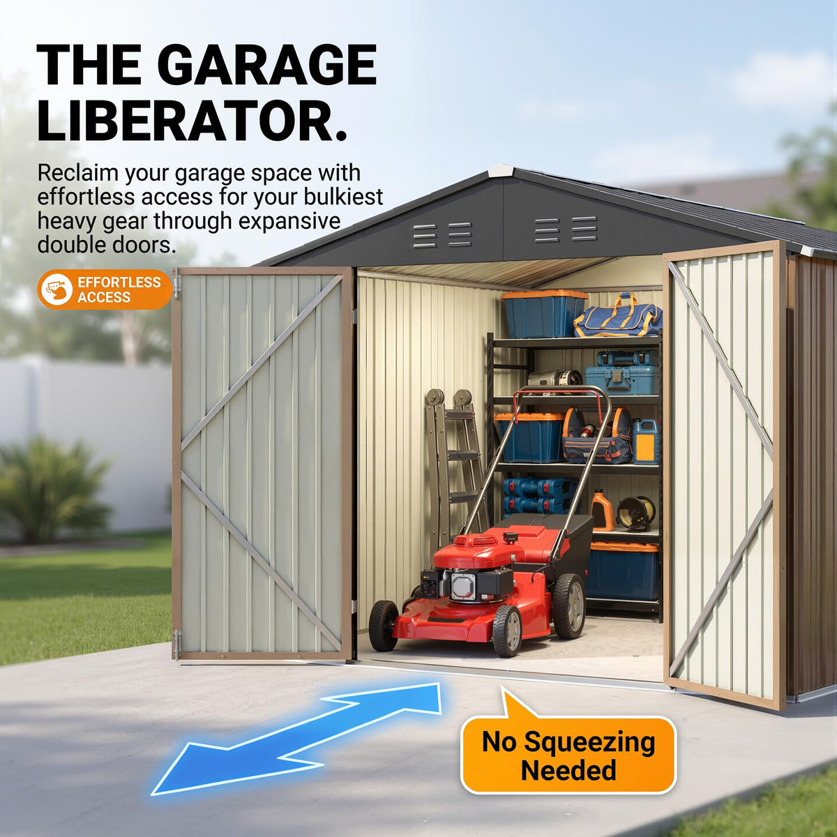 8x10 FT Metal Outdoor Storage Shed with Lockable Door W695