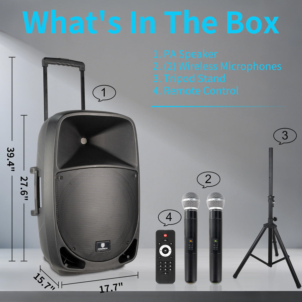 1600W 2-Way Rechargeable Powered PA Speaker System with Bluetooth W335476