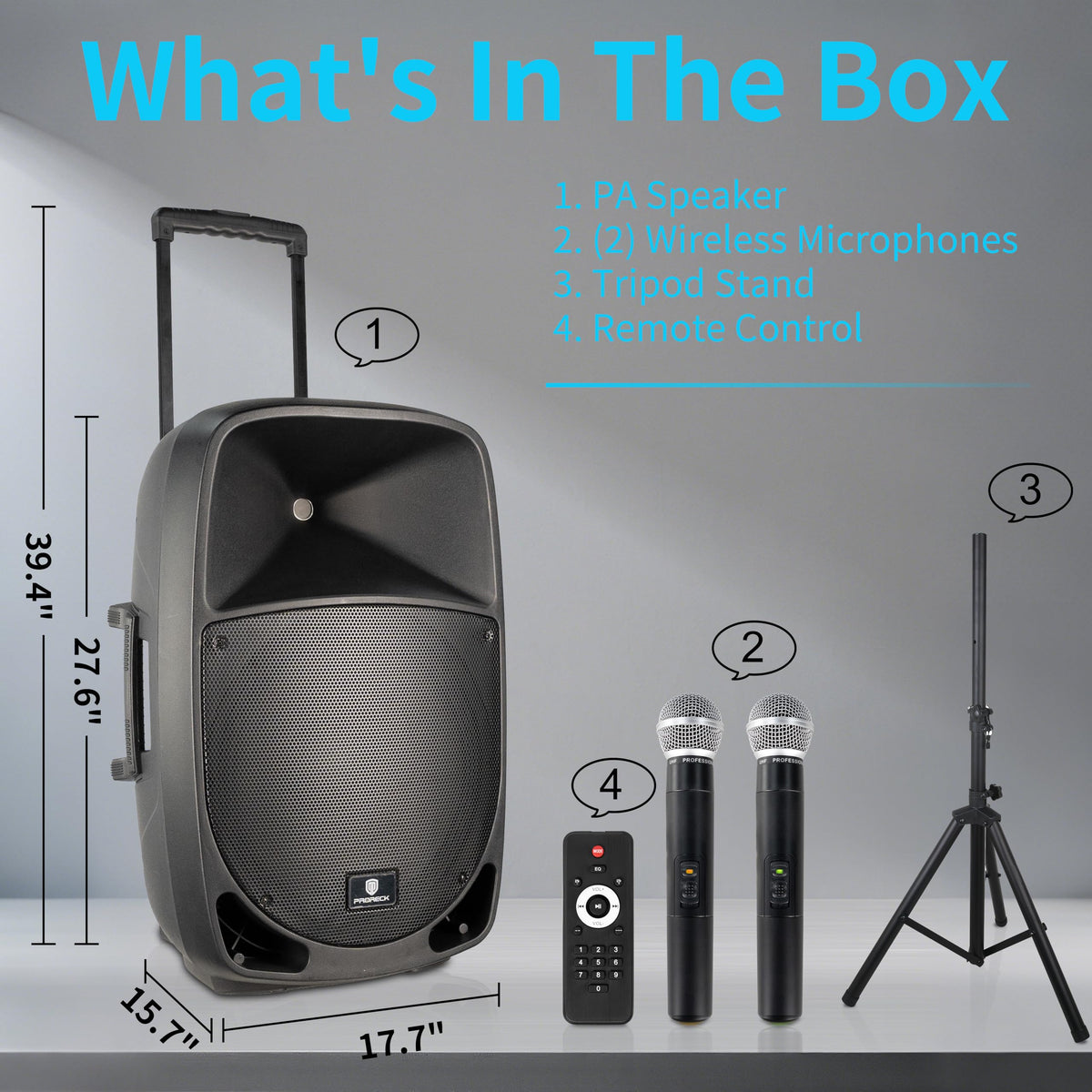 1600W 2-Way Rechargeable Powered PA Speaker System with Bluetooth W335476