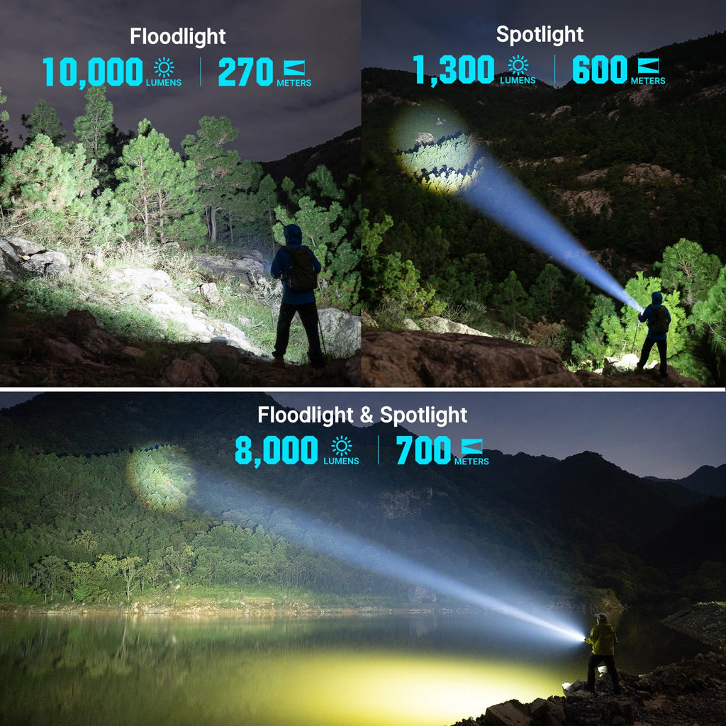 Bright Flashlight 10,000 Lumen 750 Meters Beam Distance E928