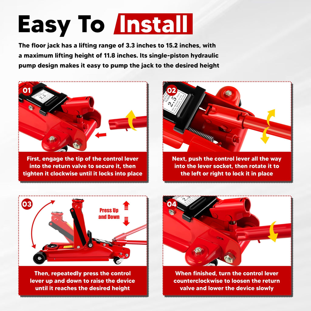 2.5 Ton Low-Profile Hydraulic Floor Jack E1422