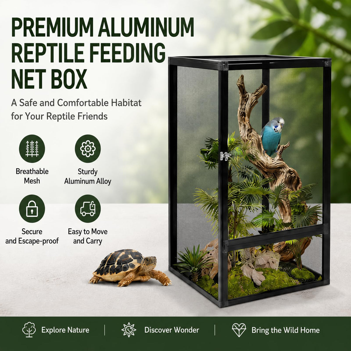 Aluminum Reptile Terrarium Enclosure with Locking Latches D943