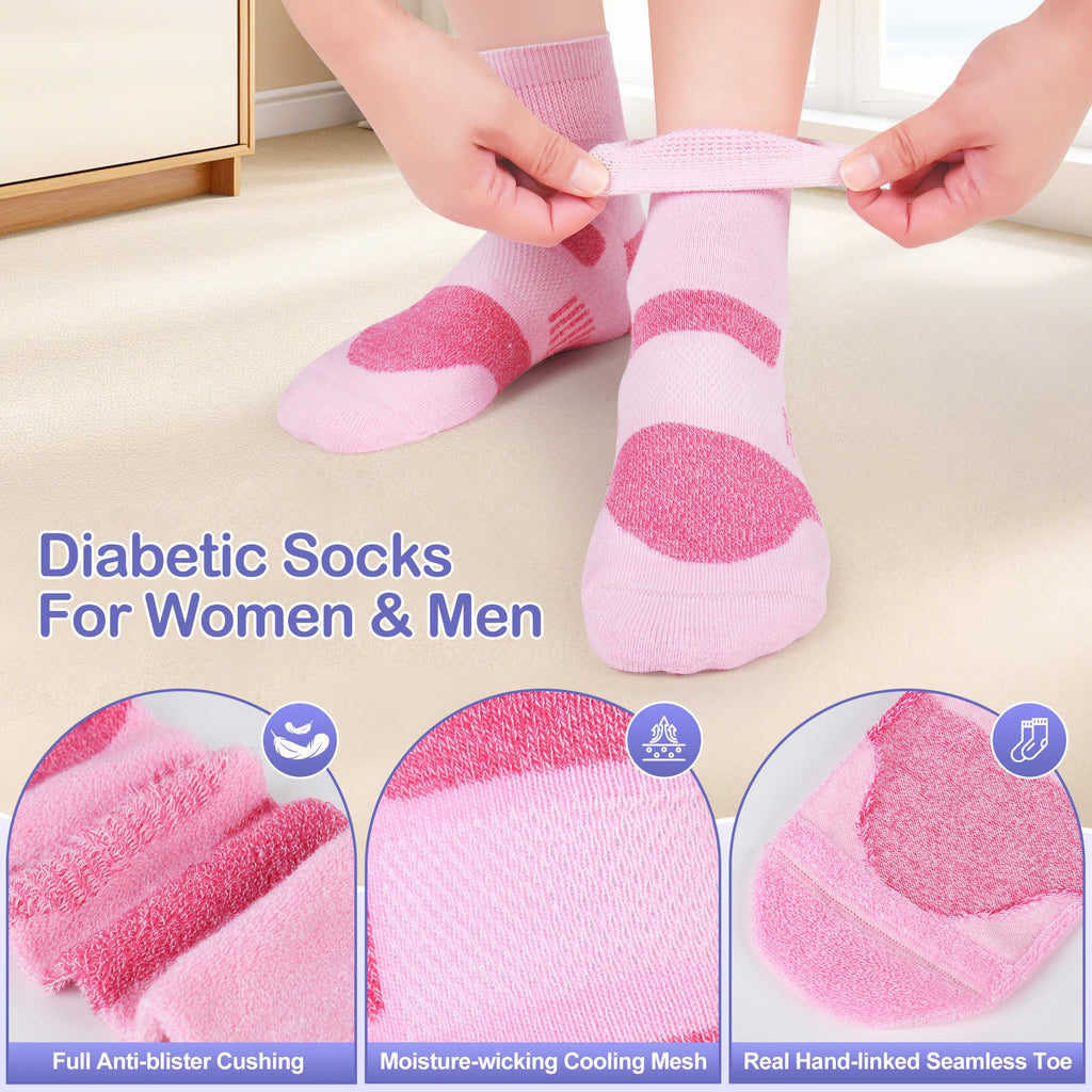 6 Pairs Non Binding Diabetic Ankle Socks H52009