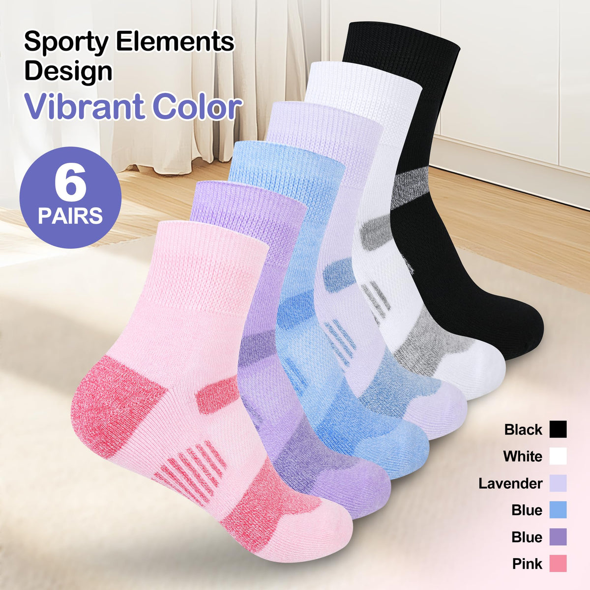 6 Pairs Non Binding Diabetic Ankle Socks H52009