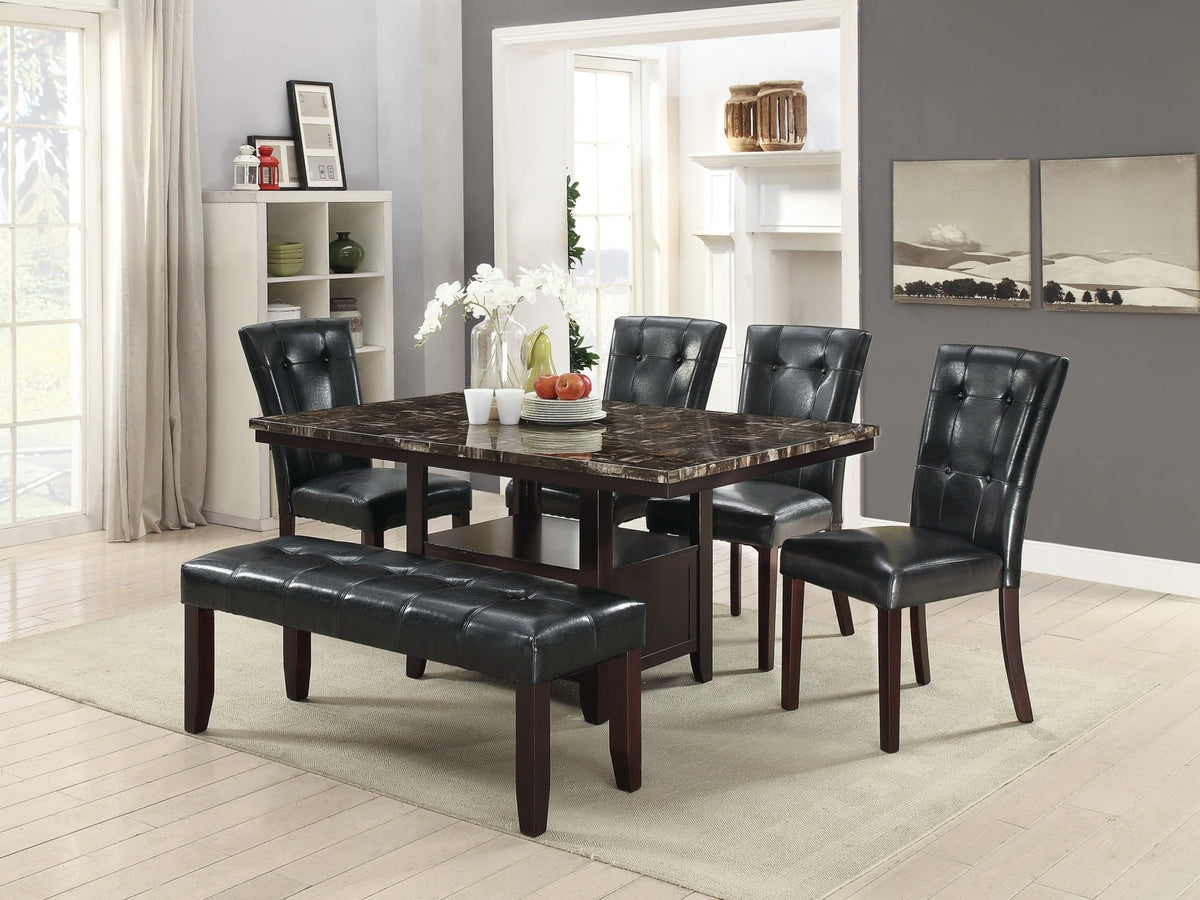Black Faux Leather Tufted Dining Chairs Set of 2 I50465