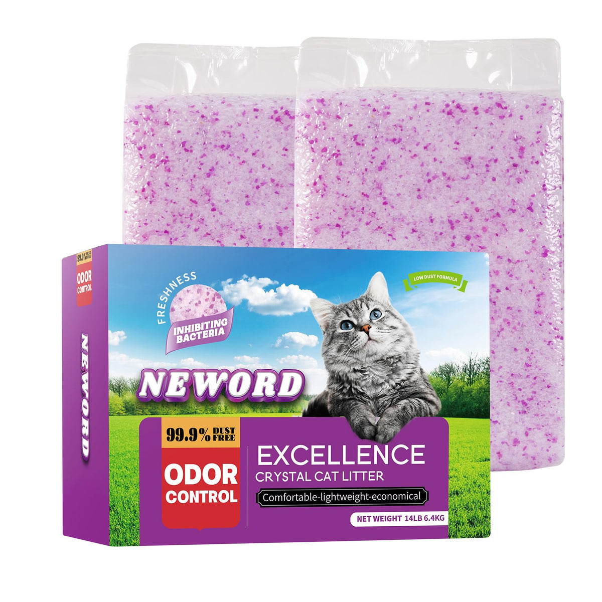 Lightly Scented Cat Litter 14 lbs Low Tracking Dust-Free Purple Silica Gel G231