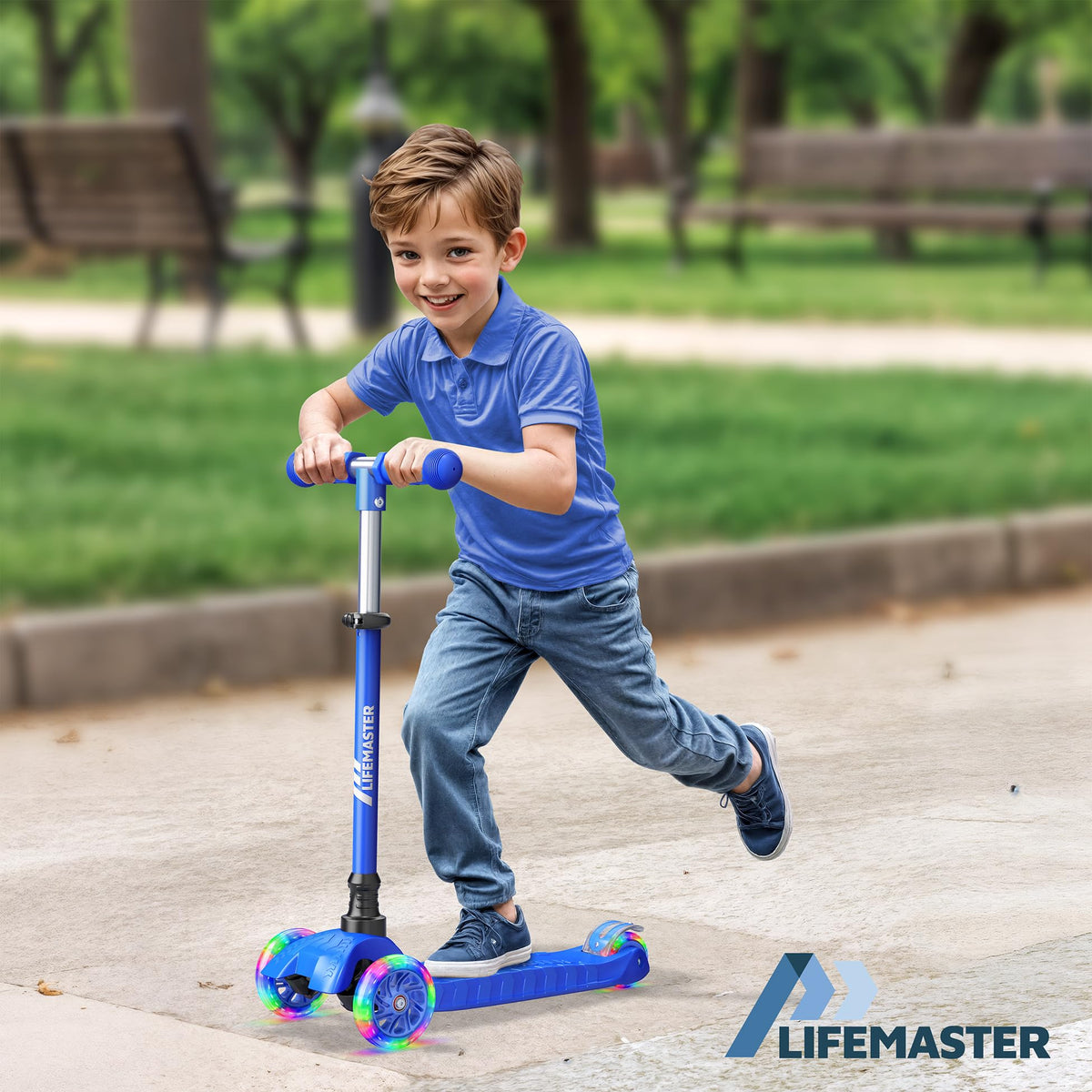 3-Wheel Kids Scooter with Wheel Lights, Adjustable Handlebar C92768