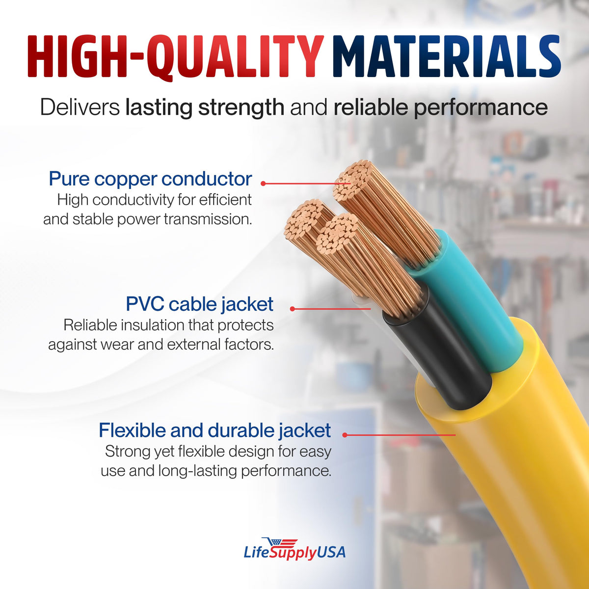 100ft Outdoor/Indoor Extension Cord 14/3 Gauge Heavy Duty 3 Prong SJTW Yellow T81603