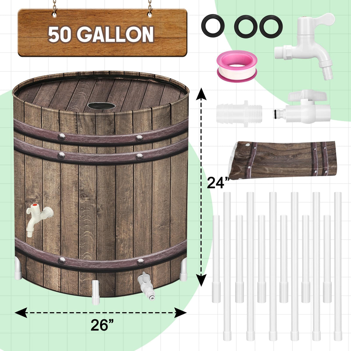 50 Gallon Collapsible Rain Barrel S519680
