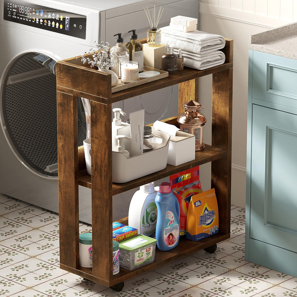 3-Tier Small Bookshelf with Wheels O274