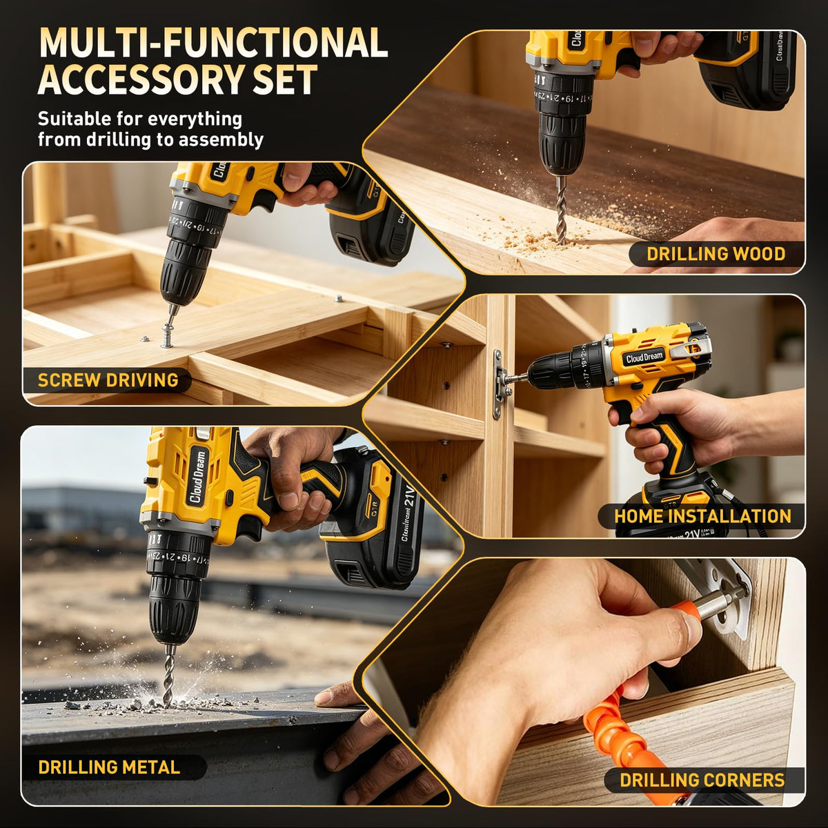21V Cordless Drill Set with 2 Batteries and Charger N43577