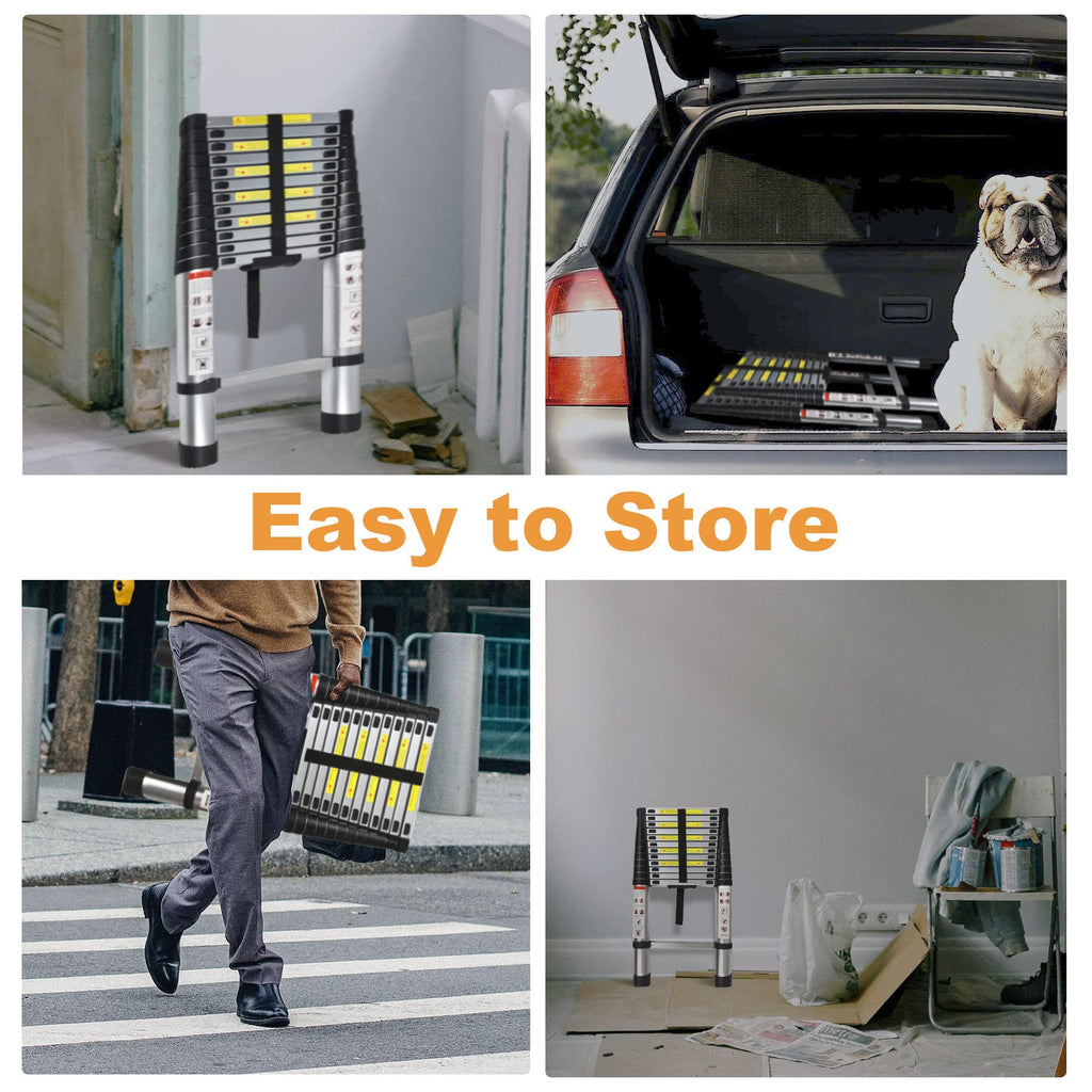 12.5 FT Telescoping Aluminum Ladder 300 LB Capacity I65596