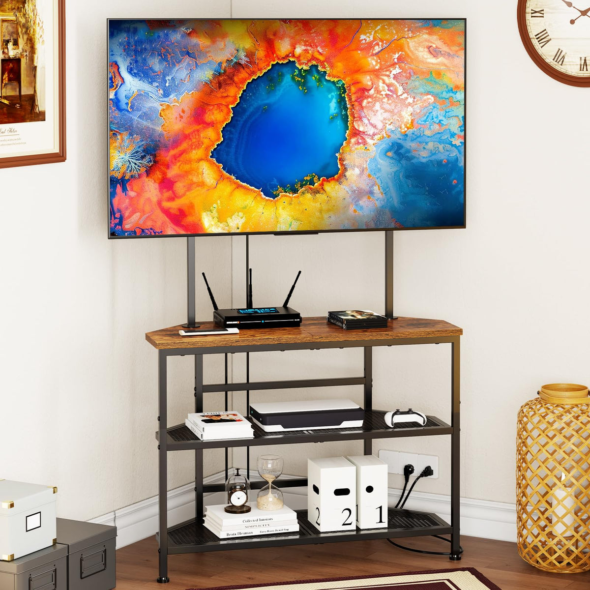 23" to 60" Corner TV Stand with Mount and Storage Shelves U616635