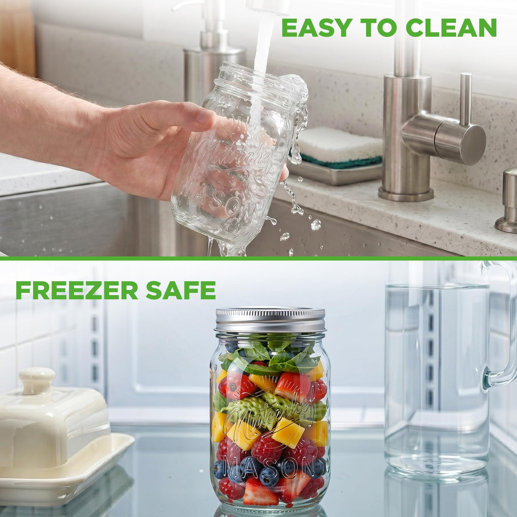 16 oz. Wide Mouth Glass Food Storage Containers with Lids, 12 Pcs W511