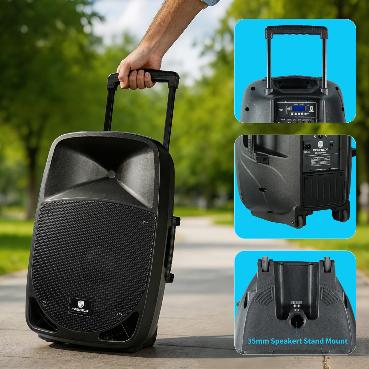 1600W 2-Way Rechargeable Powered PA Speaker System with Bluetooth W335476