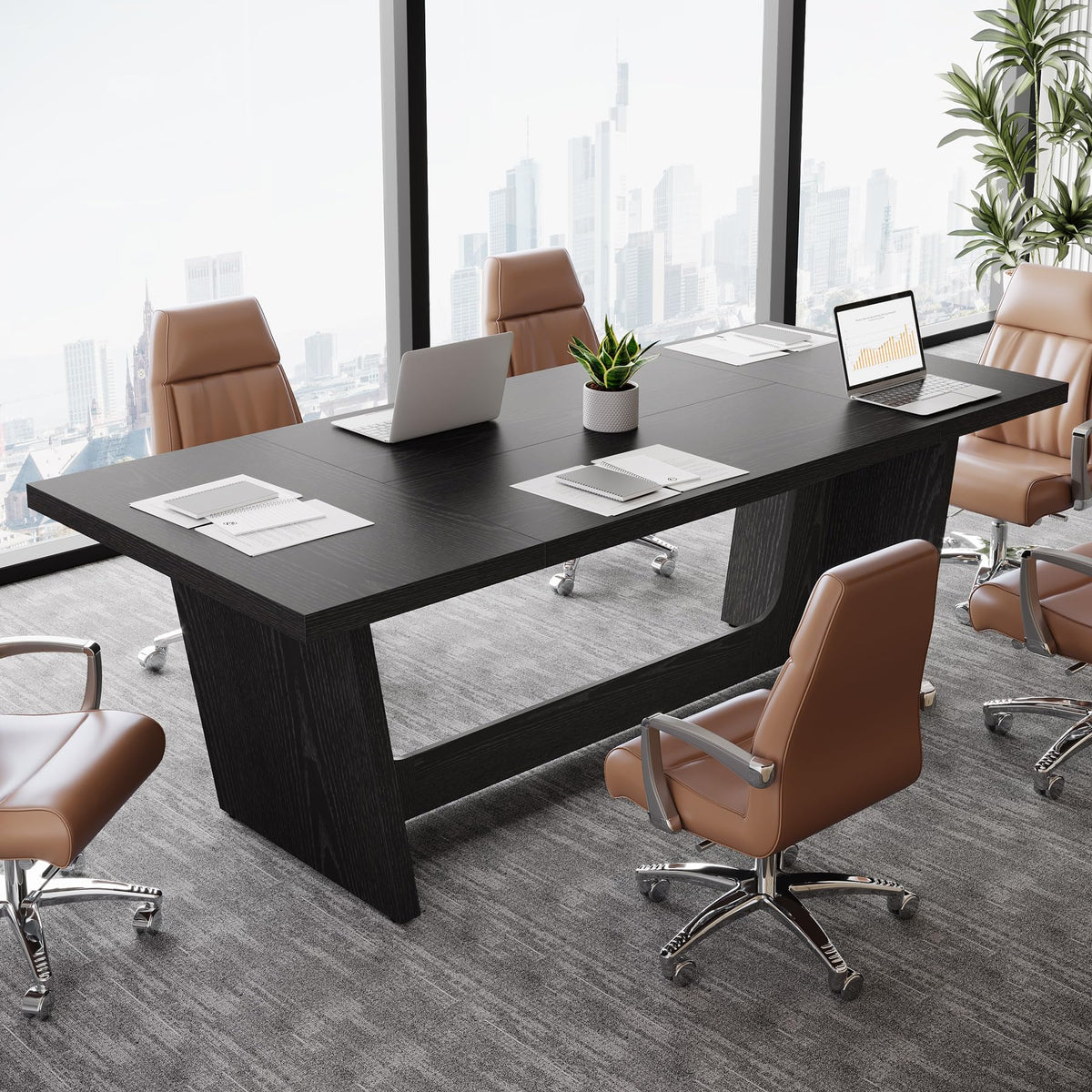 6 FT Rectangular Conference Table with Pedestal Base U992931
