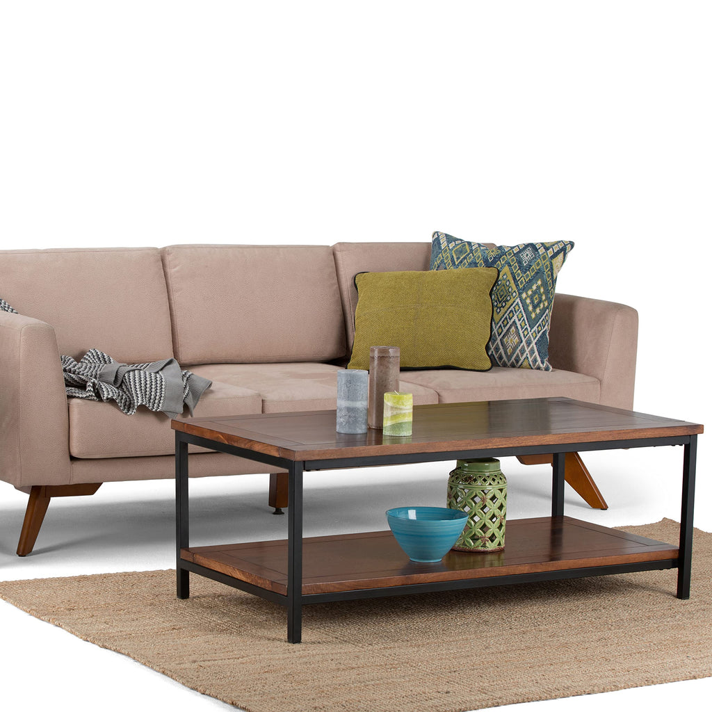 48 inch Dark Cognac Brown Mango Wood Coffee Table C28649