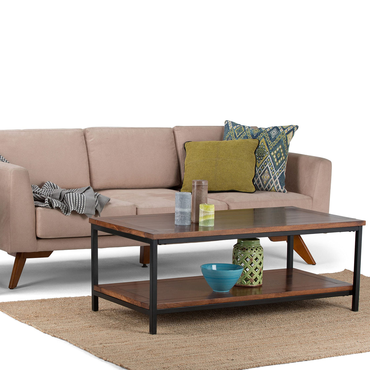 48 inch Dark Cognac Brown Mango Wood Coffee Table C28649