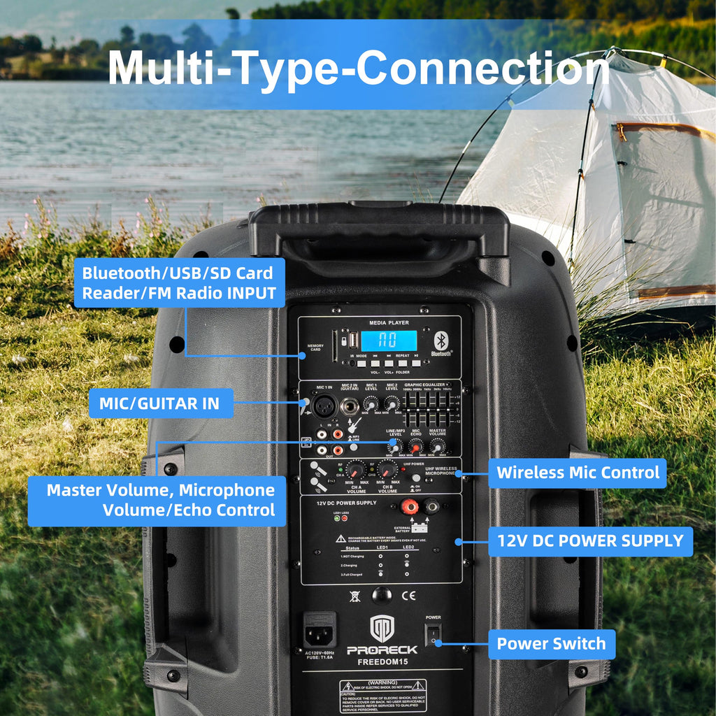 1600W 2-Way Rechargeable Powered PA Speaker System with Bluetooth W335476