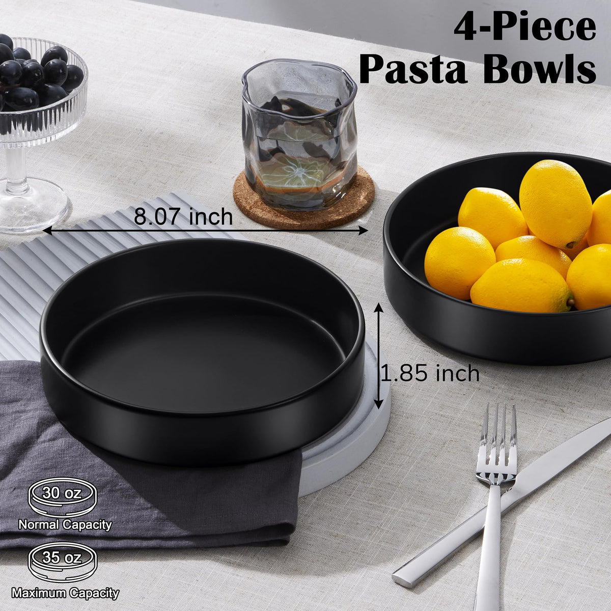 Black 24-Piece Stoneware Dinnerware Set for 8 N195456